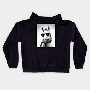 Portrait of Horse Wearing Sunglasses Kids Hoodie